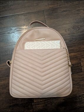 Aldo pink & tan backpack with chevron quilting